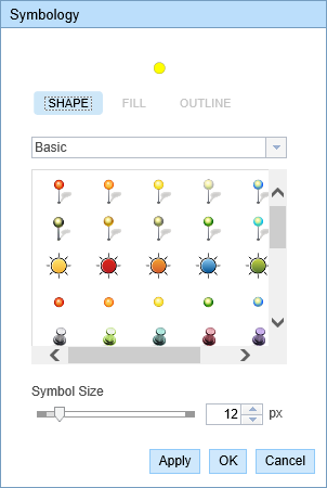 Symbology editor for a point layer